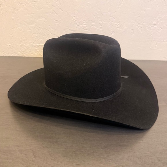 Vintage Resistol 3X Genuine Fur Felt Cowboy Hat Black Size 7 1/2 Made in Texas - Picture 3 of 11